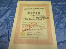 historische AKTIE , Handelsbank AG , 1000 Mark , Berlin , Juli 1921  /#/ 9527