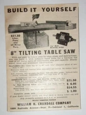 1947 Table Saw Kit Advertisement William H. Crandall Company Oakland, California