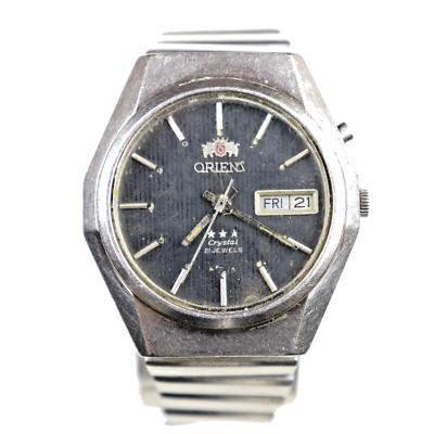 Orient 3 Star Crystal 0S469C056 Automatic  21J Striped Dial Watch Vintage