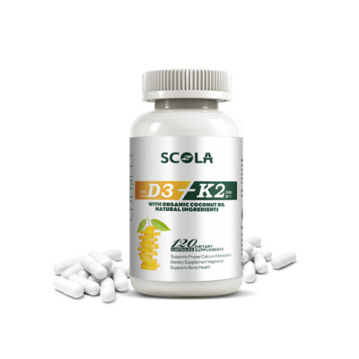 Vitamin D3 + K2 MK7 Tablets   High Potency, Bone & Heart Support   SCOLA