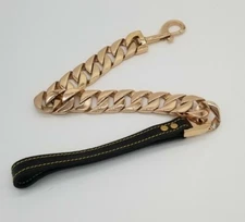 Heavy 18k Rose Gold Plated Stainless Steel Cuban Chain Dog Lead Leash 32mm Width