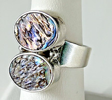 925 STERLING SILVER AND ABALONE RING SIZE 7