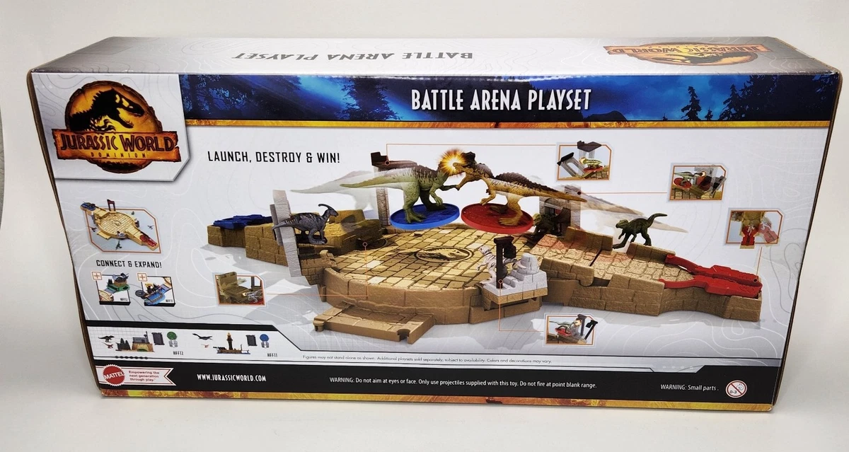 Jurassic World HBT63 - Mini arène de combat et jeu avec 6 figurines  dinosaures, 2 lance-disques, aire de jeu à plusieurs niveaux - Jouet  dinosaure à partir de 4 ans : : Jouets