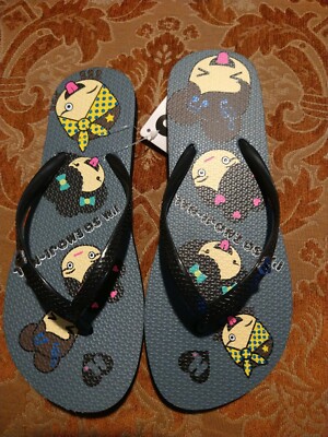  Harajuku Lovers Gwen Stefani fun summer FlipFlops Emoji all over 5/6 nwt