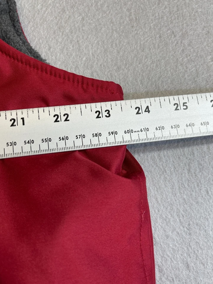 Chaleco Chaps Para Hombre Grande Rojo Poliéster Forrado en Vellón Dobladillo Elástico Cremallera Completa Chaqueta Foto 3 de 4