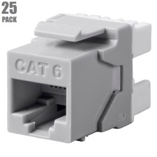 25x Cat6 RJ45 180 Degree Keystone Jack Punch Down Ethernet Network Dual IDC Gray