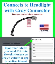 Fits Dodge Charger 15-22 HID Headlight Gray Connector Plug Wiring Harness Xenon