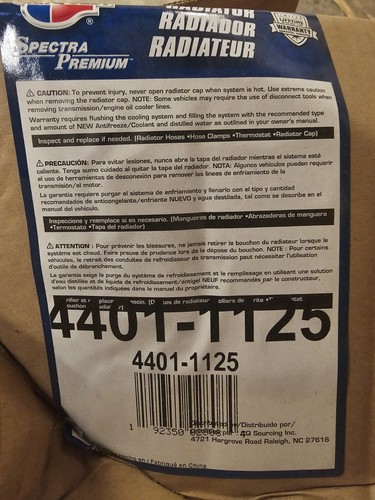 4401-1125 Carquest Spectra Premium Radiator ( Damaged Box) Part ...