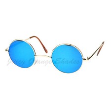 Small Size Round Circle Metal Frame Sunglasses Color Mirror Lens