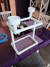 Custom 3/4" PVC Parrot Breakfast Perch / Table top perch 3/4" pvc with 2 cups