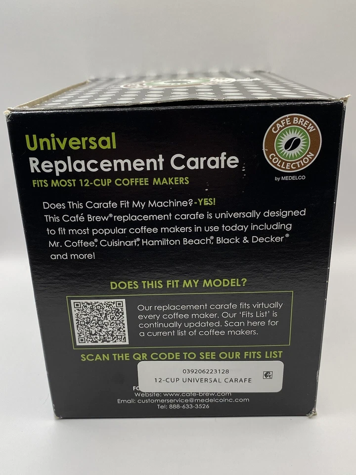 Jarra de café de vidrio de repuesto universal de 12 tazas Medelco Café Brew Collection Foto 4 de 4