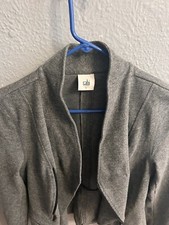 Cabi Jacket Womens Size Small Gray V Neck Zip Up Cropped Thin