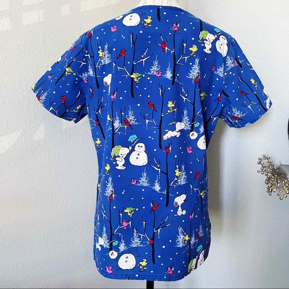 Peanuts Snoopy Loves Snow Scrub Top - Image 2 of 4