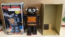 Robot TIN TOY SPACE FIGHTER BATTERY OPERATED SH HORIKAWA MADE IN JAPAN Smoke Pla