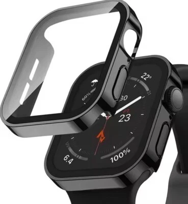 MARKENLOS Case für Apple Watch Series 4-10 40-49mm Ultra | Schutzhülle | gehärtetes Glas