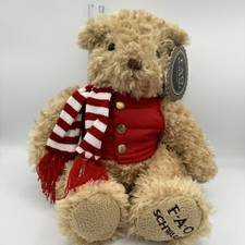 FAO Schwarz Bear Plush Red Winter Vest Scarf 2018 NWT