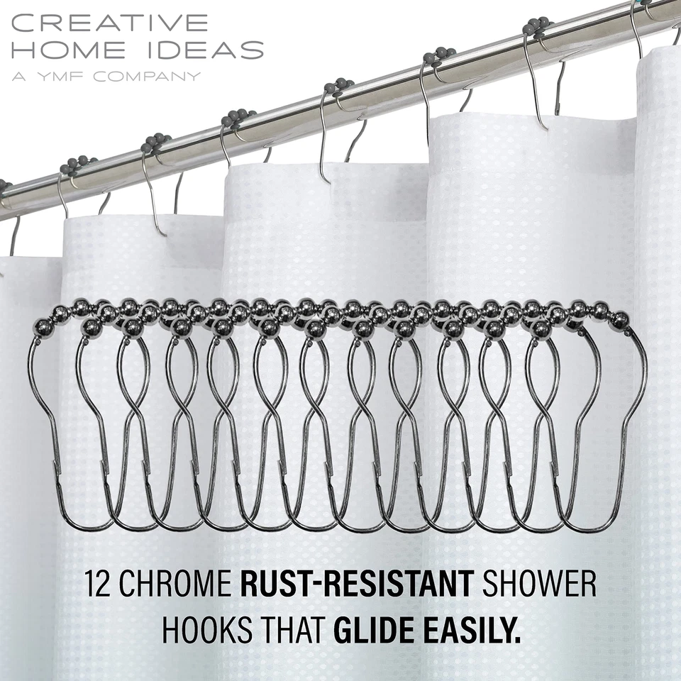 Juego de Cortinas de Ducha Ombre Gris Oscuro Blanco 14 Piezas Incluye Ganchos 70x72 Baño Foto 3 de 4