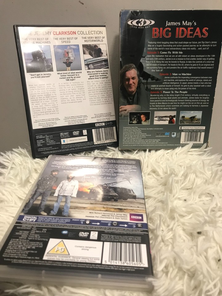 3 X Top Gear & Jeremy Clarkson DVD Bundle James May Big Ideas Richard