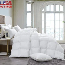Luxurious Goose Down Comforter 800TC Egyptian Cotton All Season Duvet 65oz New