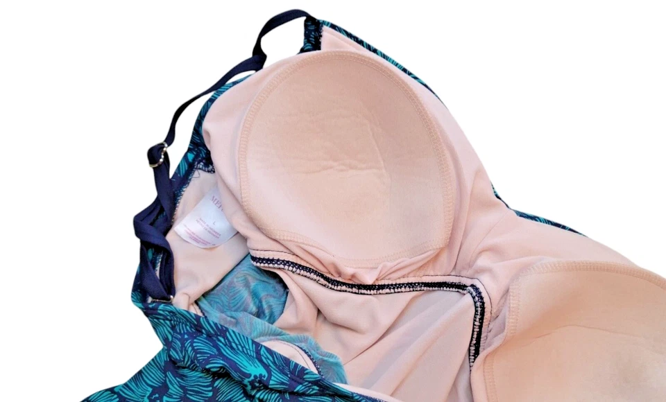 Traje de baño MERONA AZUL MARINO/VERDE Tankini Top para mujer correas ajustables talla Lg Foto 4 de 4