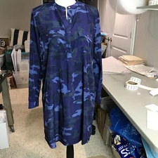 Women's Gap Blue Camo Sheath long sleeve dress Size S