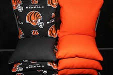 8 CORNHOLE BEAN BAGS made w CINCINNATI BENGALS Fabric ACA Reg. TOSS GAME BAGS