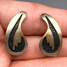 Vintage Hopi Lawrence Saufkie Raincloud Sterling Silver Screw Back Earrings