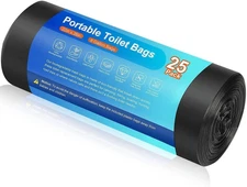 25 Portable Camping Toilet Bags, Biodegradable Compostable Thickened for 5 Gallo