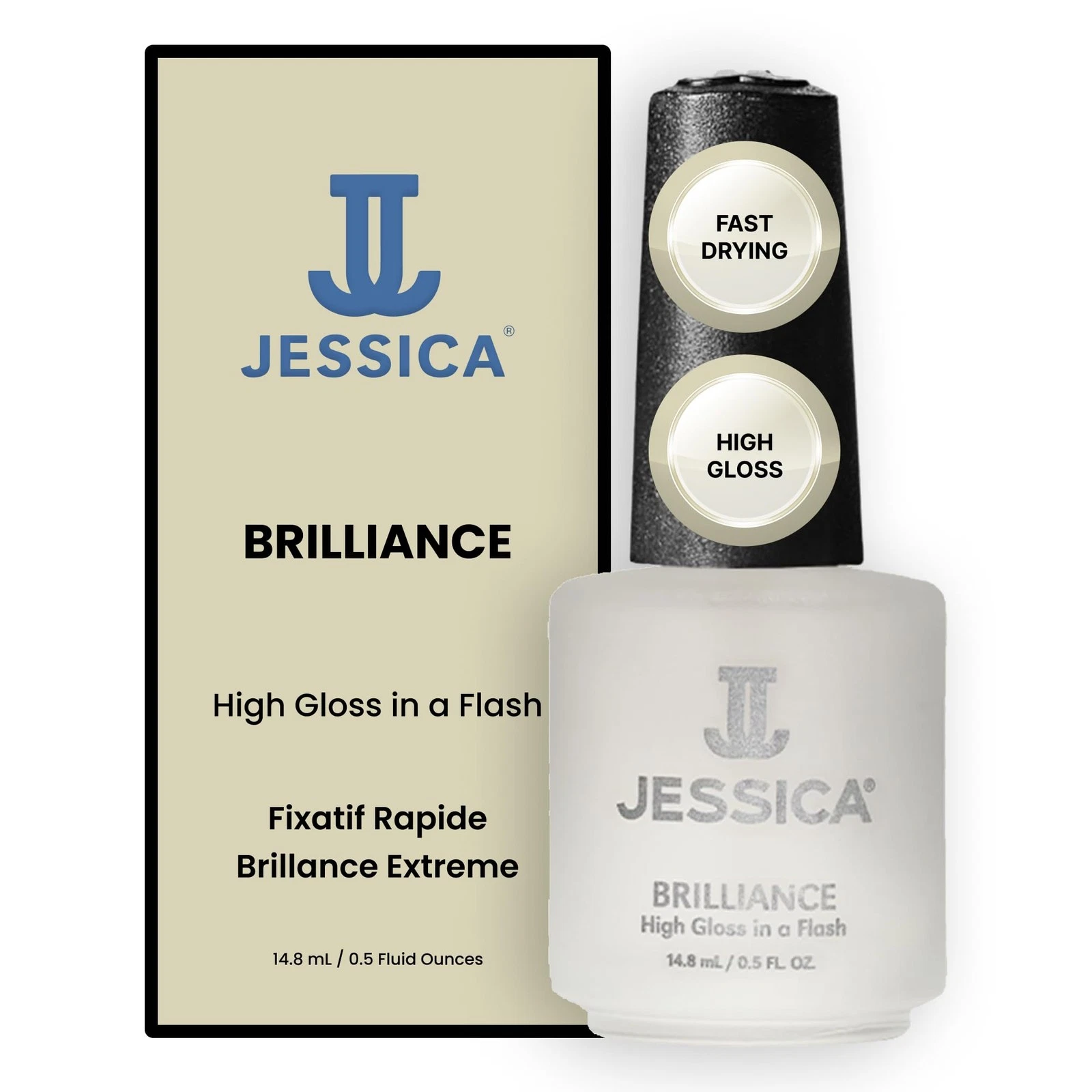 JESSICA Brilliance Top Coat Nail Polish, Quick Dry, High Gloss Finish,...
