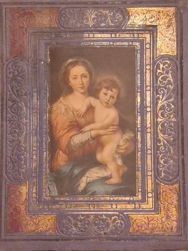 Antique Journal With Gold Leaf Stamping  And A Madina And Child Pic 8.5 X 6.5