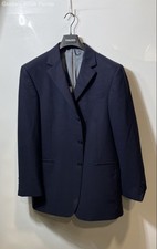 Oscar De La Renta Profile Mens Blue Wool Notch Lapel Three-Button Blazer Sz 42 R