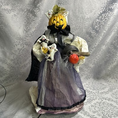 Fiber Optic Vintage Pumpkin Queen Tree Topper  Halloween Jack o lantern 18''