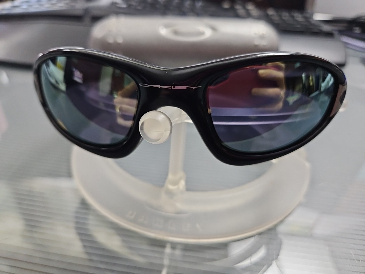 Oakley Straight Jacket Jet Black with Green Flames Emerald Iridium