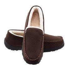 Moccasins for Men House Slippers Indoor Outdoor Plush Mens Bedroom 11 Brown