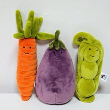 Jellycat Vivacious Veg Vegetables Carrot Peas Aubergine Bundle