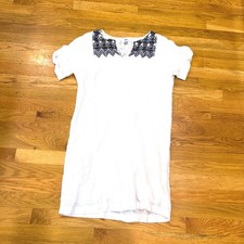 Old Navy White Gauze Embroidered Shift Dress Short Sleeve Boho Medium