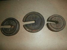 3 Vintage Feed Platform Farm Store Scale Weights