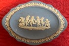 Wedgwood Jasperware Blue and White Oval Curved Top Trinket Dish