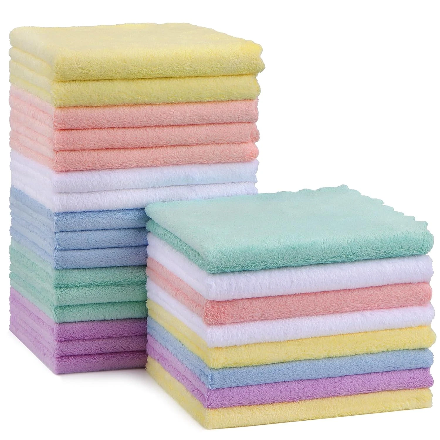 24pc 11.5x11.5" Baby Wash-cloth,Microfiber Baby Bath Face Towel- Extra Absorbent