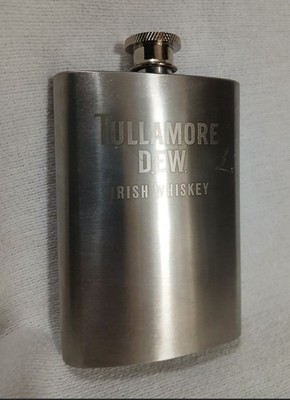 Pocket Flask Stainless Steel Tullamore Dew Irish Whiskey Flask 4oz Etched Logo