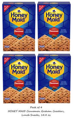 HONEY MAID Cinnamon Graham Crackers, Lunch Snacks, 14.4 oz (4 Pack)