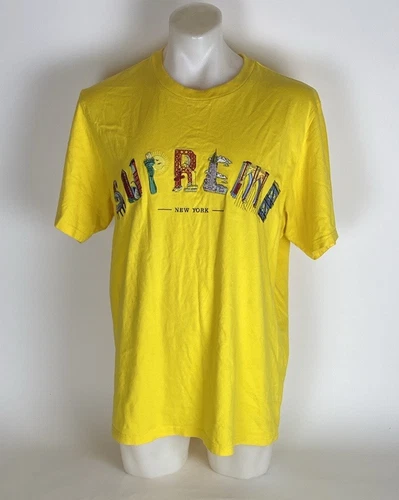 T shirt jaune homme Supreme New York Arc taille XL