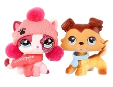 2x Pet Shop LPS Figure Collie #97 #2291 Cute Accessories Kids Gift Play Toy