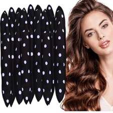 9PCS Satin Sponge Curlers - Soft Sleep in Hair Rollers, No Heat, Heatless Black
