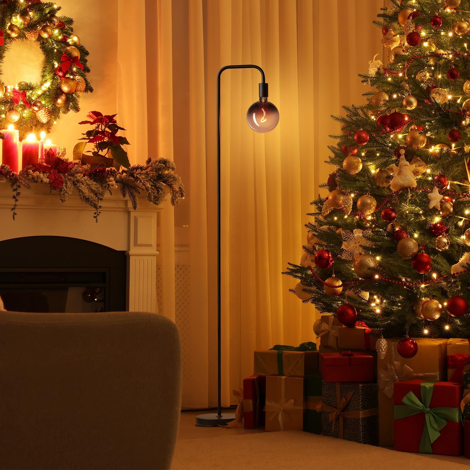 Floor Lamp for Living Room - Minimalist Industrial Standing Lamp with Modern ...