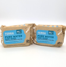 Terra Pure Water Baby Wipes 2 Packs 24 Ea Pk Exp 10/27 Natural 100 Bamboo Fiber