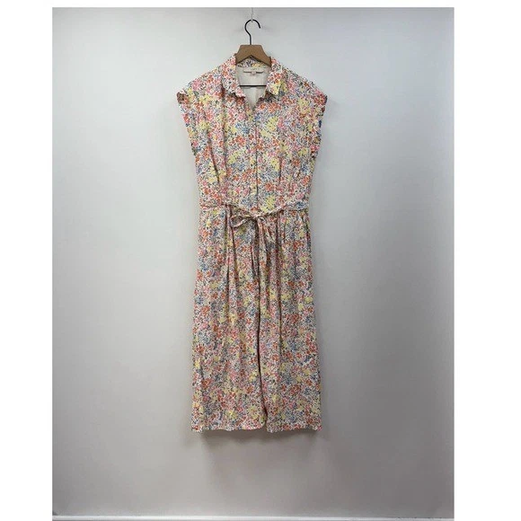 Vestido midi boho Ann Taylor LOFT Ditsy estampado floral tejido con botones 12 Foto 3 de 4