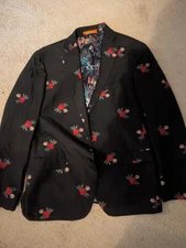 Tallia Men's Black Rose Butterfly Lining Sport Jacket 42R