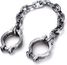Plastic Halloween Shackles on Chain for Handcuffs Costume Props Decoration