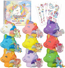 Unicorn Bath Bombs for Kids with Surprise Inside-9 Pcs Large Fizzy Bath Salts wi